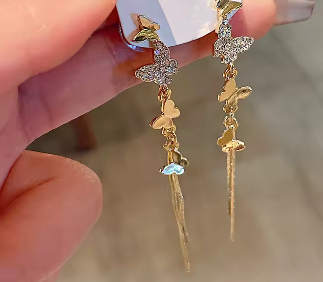 Golden Butterfly Earrings